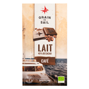 Tablette de chocolat au Lait et café - BIO - Grain de Sail - packaging - recto